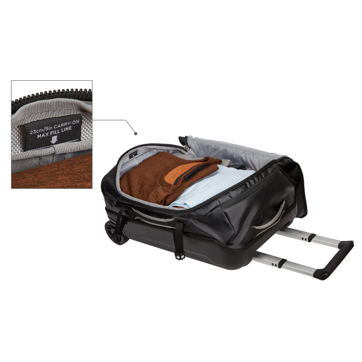 Thule Chasm Carry On Wheeled Duffel 40L - Black 3204288 6 Thule Chasm Carry On Wheeled Duffel 40L - Black 3204288 - Image 6